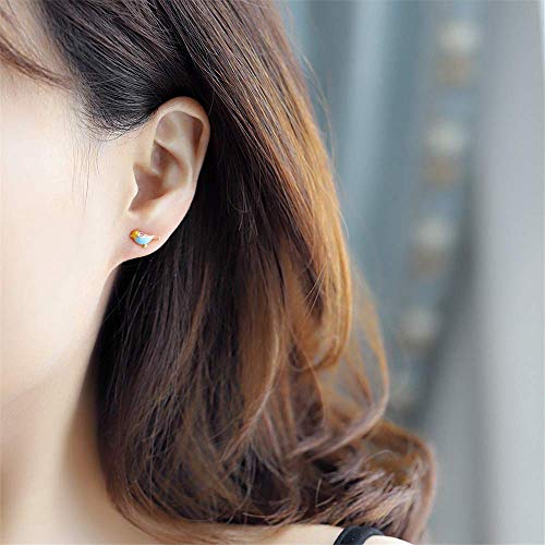 Colorful Bling Cute Bird Stud Earrings For Women Girls 925 Sterling Silver Gold Plated Tiny Small Animal Pet Enameled Blue Yellow Pink Feather Birds Nickel Free Piercing Ear Jewelry Dainty Gift #TOP5
