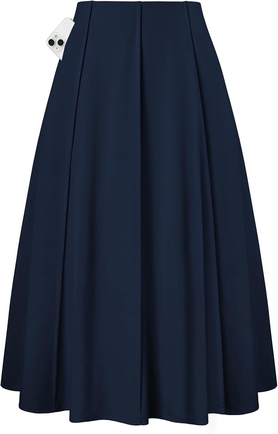 Kate Kasin Women's Pleated Midi Skirt 2025 Fall High Waisted Knee Length Flowy A Line Swing Casual Flared Skirts with Pockets