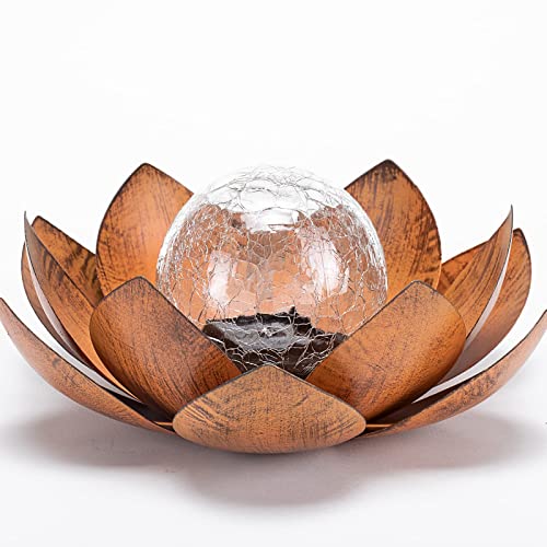 Huaxu Solar Lights Outdoor Decor Metal Lotus Flower LED Waterproof Glass Decorative Gifts for Garden Lover Women Mom Table Pathway Lawn Patio Yard Ground by Huaxu - Image 7
