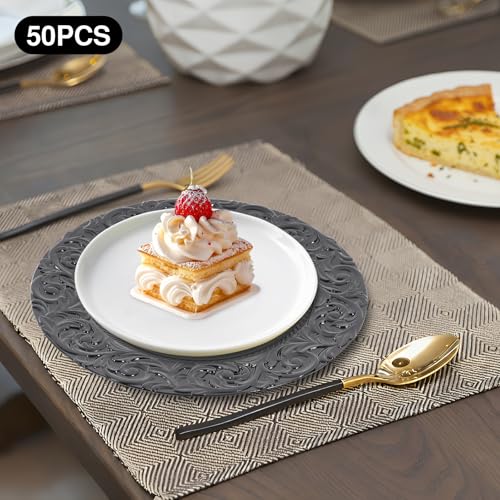 Set de 50 platos cargadores plásticos redondos miniatura 3