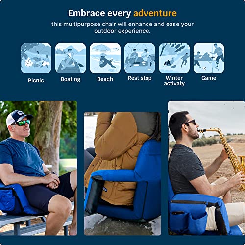 Alpcour Folding Stadium Seat – Deluxe Reclining Wide Adults Camping Back Support Chair For Bleachers – Best Extra Thick Plus Size Waterproof Lightweight Sturdy Padded Bleacher Seats Backs #TOP7
