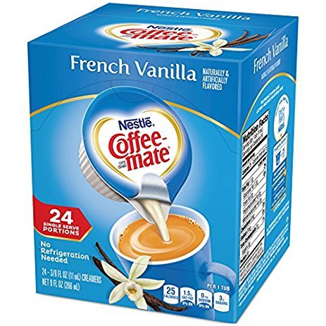 Coffee Mate Coffee Creamer Liquid Singles, French Vanilla, 24 Count, Pack of 4