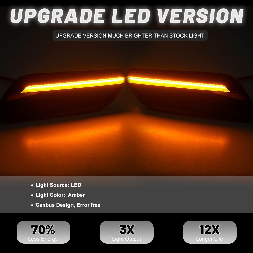 NJSBYL Smoked Lens Fender Side Marker Light for 2022 - up Mini C00per F55 F56 F57 Lci2 Full Amber LED Side Repeater Turn Signal Lamps Lights OEM 63179879001