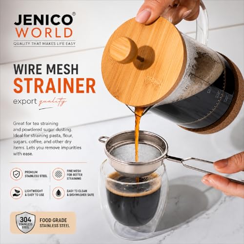 Image of Tea Filter,Chai Chhalni, Coffee Strainer, Tea Infuser, Juice and Oil Filter with Wire Handle and Stainless Steel (Tea Strainer 2 Pcs)