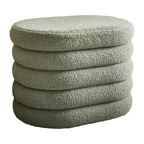 Petite Amélie Sitzhocker mit Stauraum Ted – Olivegrün - Teddy-Stoff - Pouf und Aufbewahrungsort in einem