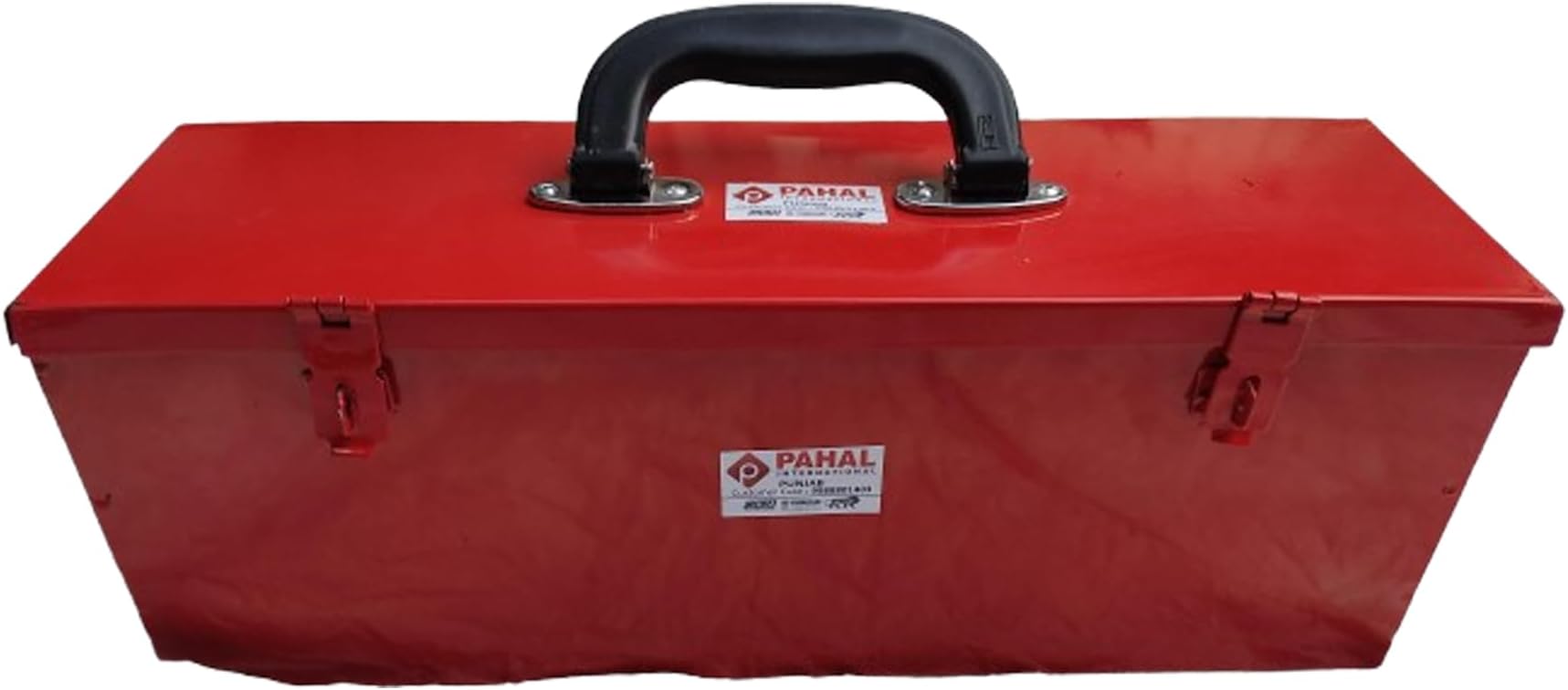 Metal Tool Box 16 x 5 x 5.5 Inch, Heavy Duty Steel Tool Storage Box for Mechanic, Electrician & Home Use (Red, Portable, Empty)