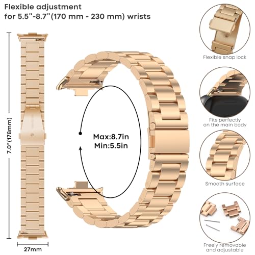 RenSheng Redmi Watch 4 Bracelet, Replacement Strap for Xiaomi Redmi Watch 4 Stainless Steel Metal Strap, Redmi Watch 4 - Image 3