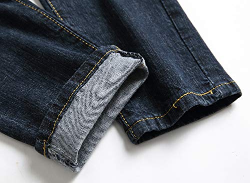 Boy's Skinny Fit Ripped Destroyed Distressed NO Stretch Fashion Denim Jeans Pants,Y055,6