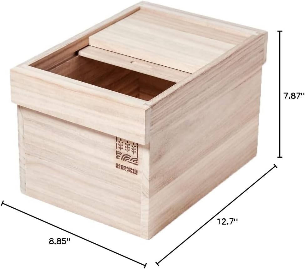 IPPINKA Wooden Rice Storage Container for 7kg/15lbs, Made in Japan, Made of Kiri (Japanese Paulownia),