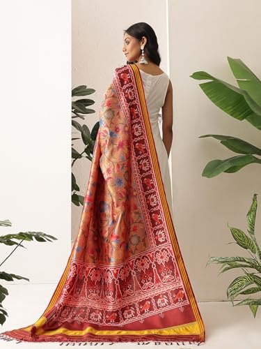 Image of Kalamkari Patola Dupatta Digital Printed With Handmade Tassels