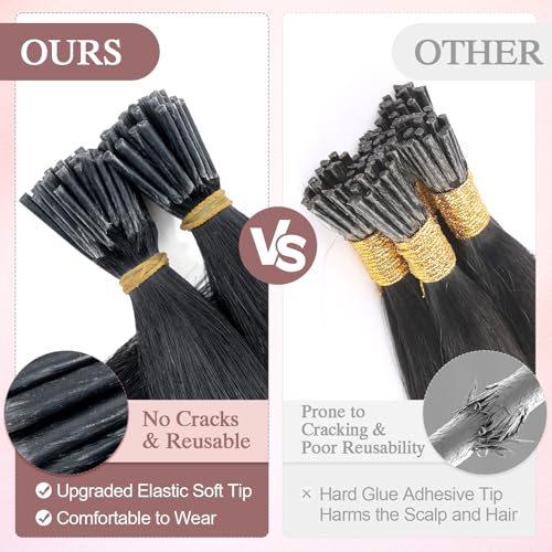 SEGOHAIR I Tip Hair Extensions Human Hair 16inch Cold Fusion I Tip Hair Pieces Wine Red I Tip Extensions Remy Human Hair Pre Bonded Hair for Women 50g 50 Strands - Image 4