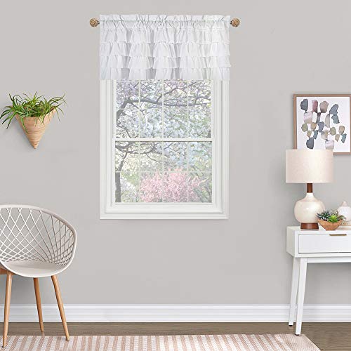 Westweir White Ruffle Farmhouse Valance - Shabby Chic Layered Curtain For Bedroom (Set Of 2) #TOP1
