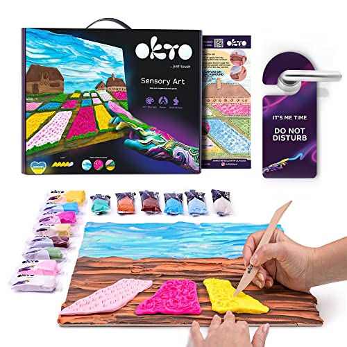 OKTO Flower Beds in Holland Art Craft Kits - Similar to Painting by Numbers for Adults, Air Dry Clay Modelling Kit, Arts and Crafts, Craft Kit