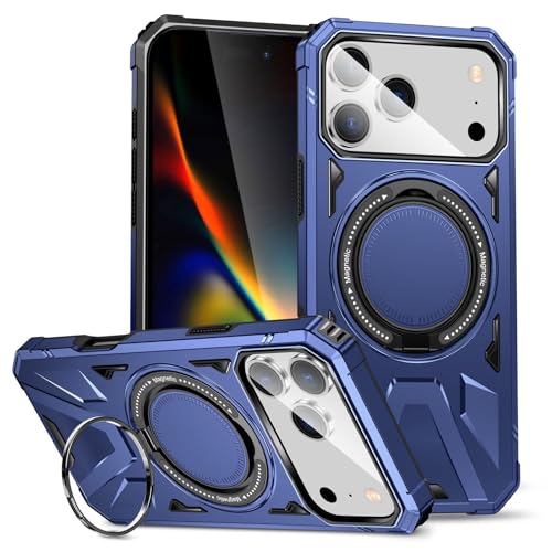 Coque iPhone 17 Pro rigide magnétique silicone bleu élégance