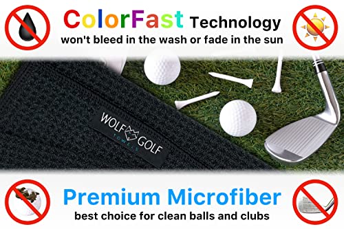 Wolf Golf Towels - Best Dad by Par - Golf Accessories for Men - Golf Gifts for Men - Embroidered Funny Golf Towel