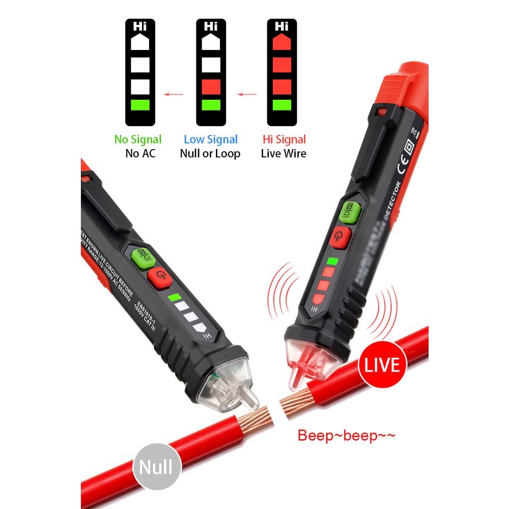 Detector de Voltaje sin Contacto Tester Pen Indicador de Voltaje Inteligente Test Live Wire Check Buscador de Punto de interrupción de cableado