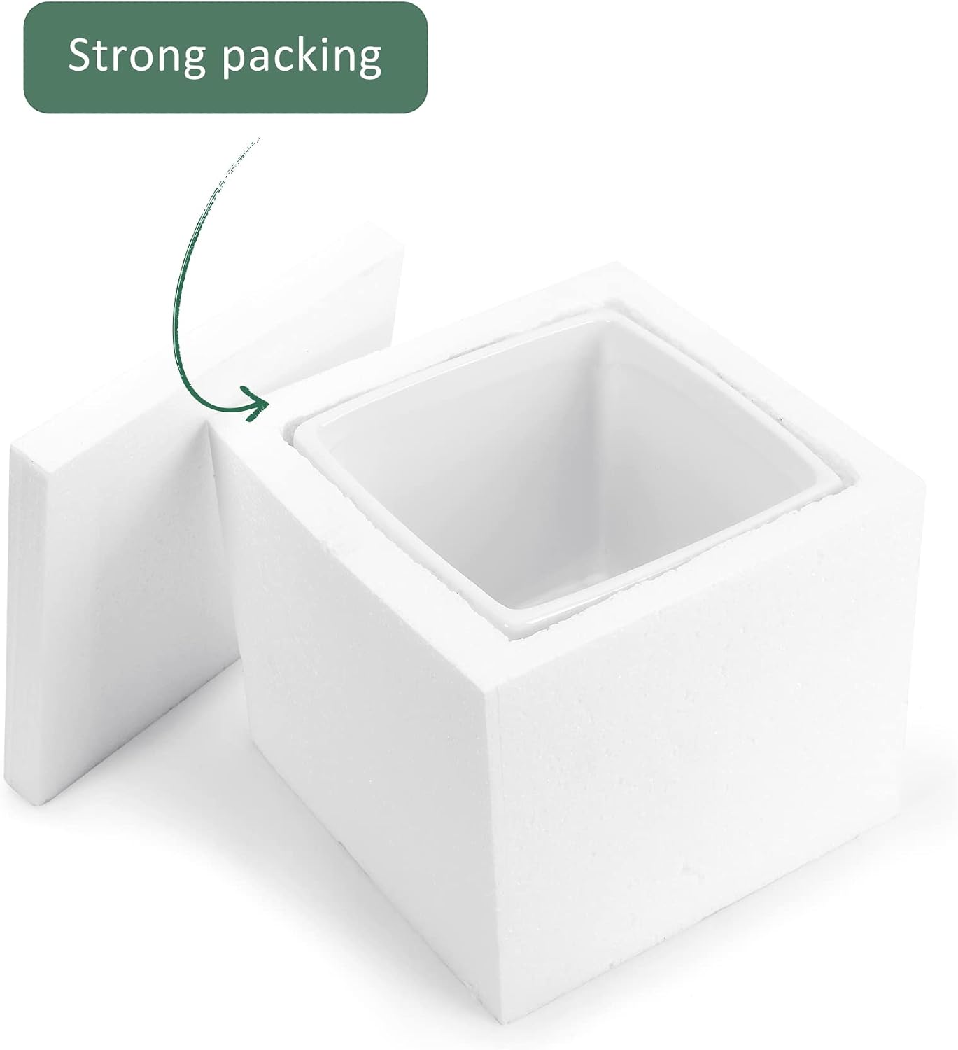 Greenaholics Square White Plant Pot - 5.5 Inch Small Ceramic Flower Planter Indoor Container for Succulents, Cactus and Orchids with No Drainage Hole