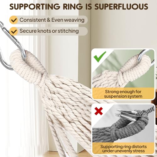 ANYOO Cotton Hammock Comfortable Fabric with Tree-friendly Straps, Durable Portable Hammock with Travel Bag, Perfect for Garden Camping Outdoor/Indoor Patio Balcony Backyard Red - Image 5