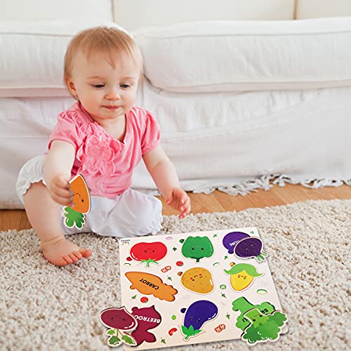 Image of Webby Wooden Vegetables Montessori Educational Pre-School Puzzle Board Toy For Boys And Girls, Kid
