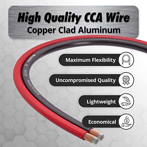 Installgear 8 Gauge Wire (50Ft) Copper Clad Aluminum Caa - Primary Automotive Wire, Car Amplifier Power & Ground Cable, Battery Cable, Car Audio Speaker Stereo, Rv Trailer Wiring Welding Cable 8Ga #TOP3