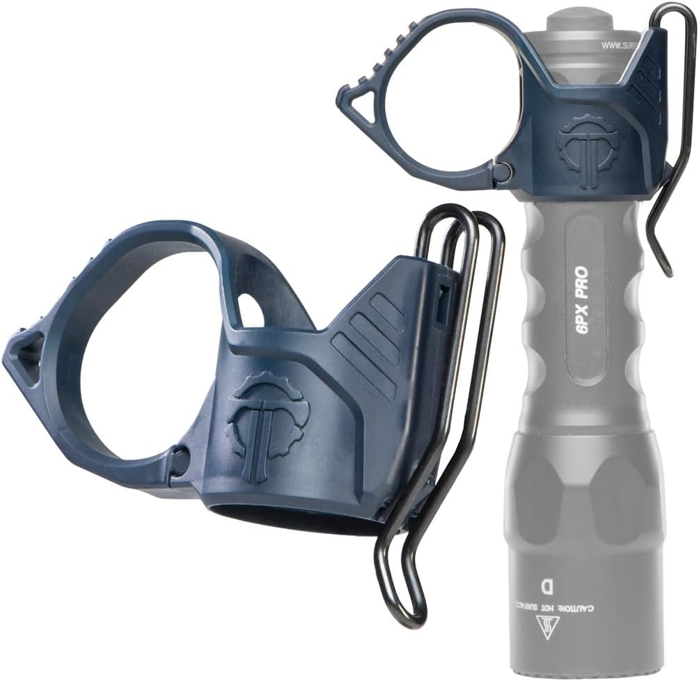 Thyrm Switchback 3.0 Deep Carry Flashlight Ring with Premium Metal Clip, Adjustable to Two Heights, Made in USA (Navy Blue)
