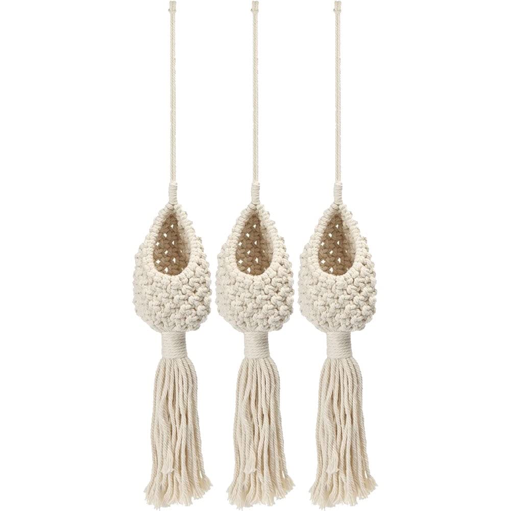 Suspension plante macramé lot de 3 pour créer un jardin suspendu bohème au salon