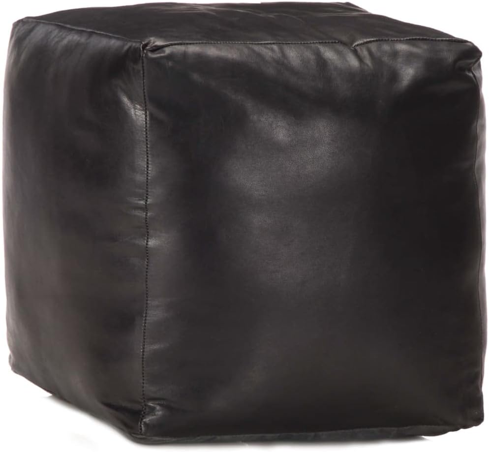 Pouf Leder Schwarz
