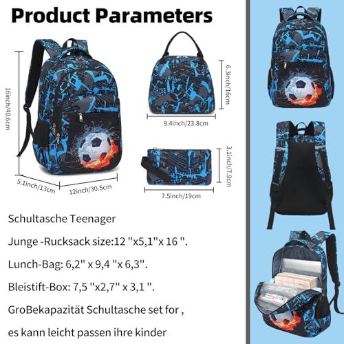 LEDAOU Mochila para crianças, meninos, mochilas escolares, conjunto de mochilas escolares com lanche