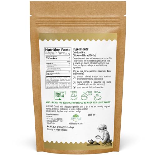 Image of 24 Bags Chickweed Herb Chickweed Tea (Stellaria Media) - 24 Count 2g Tea Bags Capiqui