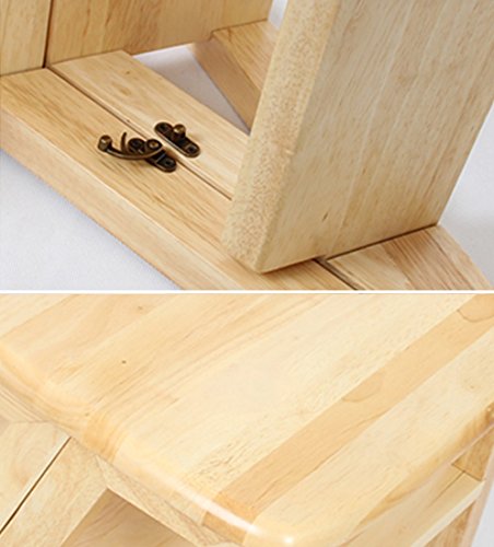 Escalier tabouret 4 marches pliable bois double usage intérieur dossier - 4