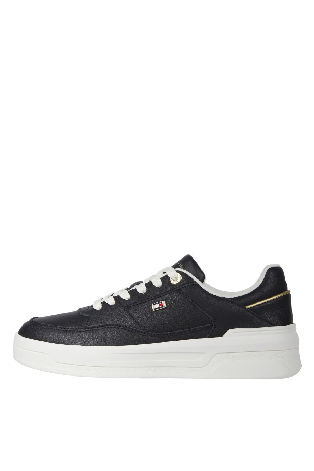 Tommy Hilfiger Women’s Essential Basket Low Top Runner Trainers, Black (Black), 4