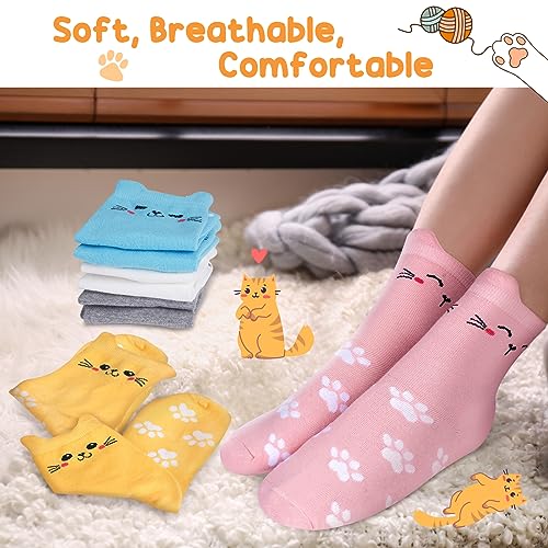 Christmas Gifts for Women Stocking Fillers: 5 Pairs Cotton Cat Socks Womens 4-7, Funny Novelty Animal Warm Socks Lovers Cat Secret Santa Present Christmas Xmas Gifts for Women's Her Mum Teenage Girls - Image 6