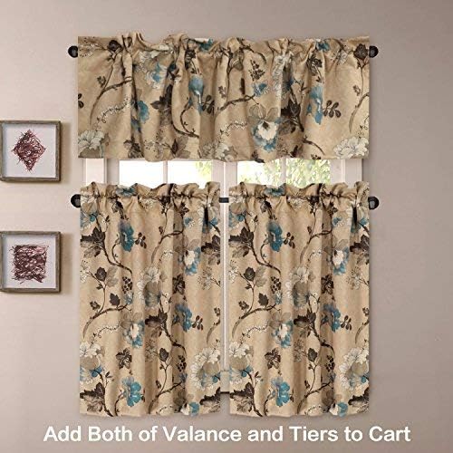 H.VERSAILTEX Window Valance Rustic Style Ultra Soft Material Suits for Kitchen Bath Laundry Bedroom Living Room (58 by 15 inch, Vintage Floral Pattern, Set of 1)