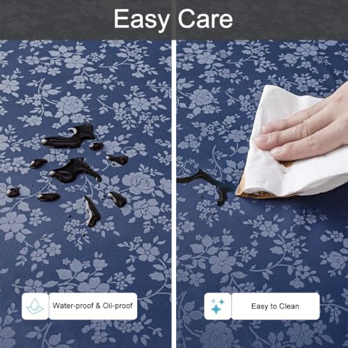 Image of Smiry Waterproof Heavy Duty Vinyl Fitted Tablecloth for 48 inch-68 inch Oval Table
