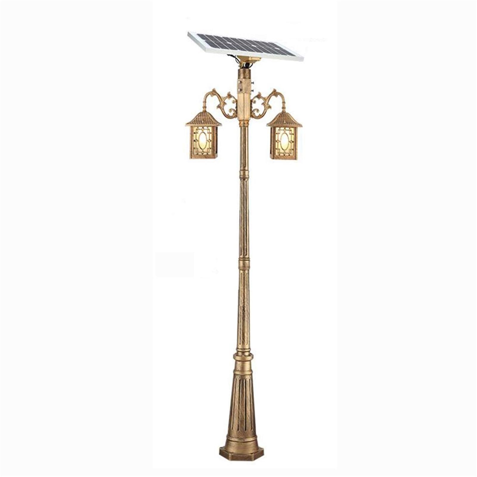 QUSYZD Solar Post Lights Lamp Post Lights Outdoor Solar High Pole Street Light Landscape Courtyard Led Super Bright Outdoor Waterproof Post Light European Retro Villa Street,Brass-250CM