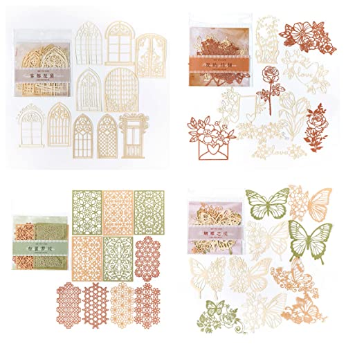 40Pcs Cutout Lace Scrapbook Paper Vintage Scrapbooking Supplies Pack Decorative Papers For Junk Journaling Diy Craft Album Planners Embellishments (Flower Colorful Frame Butterfly Window) #TOP16