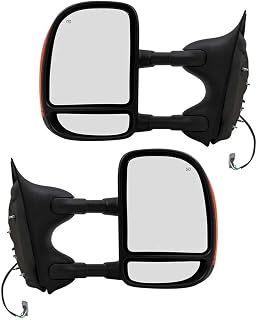 AutoShack KAPFO1320268PR Driver and Passenger Towing Mirrors Power Black Textured Heated Manual Folding Pair of 2 Replacement for 2001-2005 Ford Excursion 2003-2007 F-250 Super Duty F-350 Super Duty