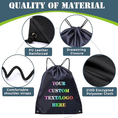 Custom Drawstring Backpacks Bags 10/50/100/200/500Pack Bulk Drawstring Bags Promotional Items with Your Logo Great for Travelling,Sports,Gym and for Everyday Use