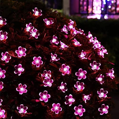 FULLBELL Easter Lights Easter Decorations Pink Lights 33 Feet 100 LED Outdoor String Lights Fairy Lights Pink Room Decor Flower String Lights for Wedding Party Tree Spring Decor Room Lights (Pink)