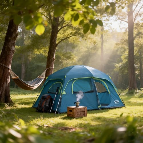 Image of CAMPROS CP Upgraded 6 /8 Person Camping Tents, Waterproof Windproof Family Tent with Larger Mesh Windows & Door, Double Layer, Easy Set Up, All-Season Dome Tent with Top Rainfly & Carry Bag