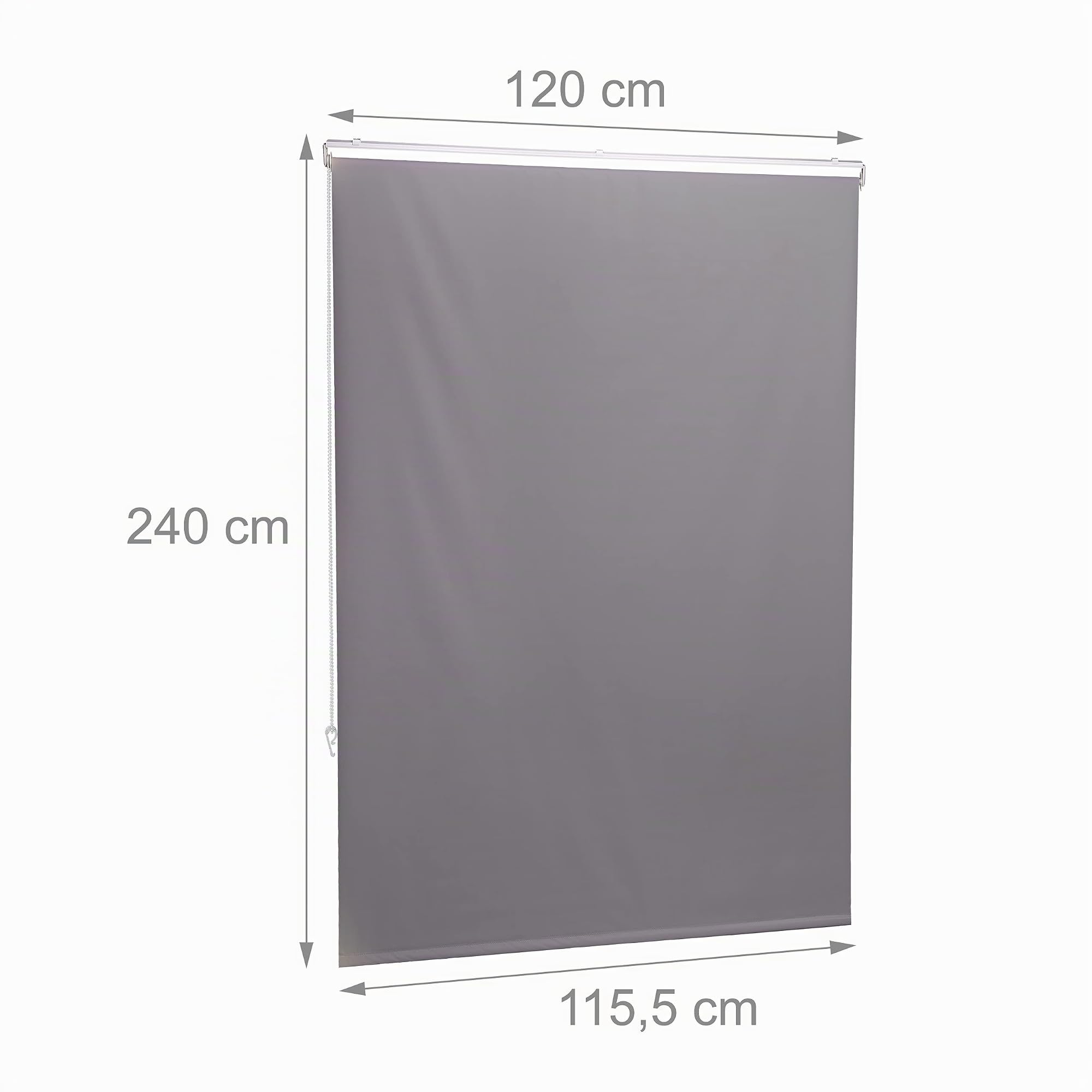 Relaxdays Tenda per Doccia Moderna, 120x240, Vasca da Bagno, Idrorepellente, Montaggio a Soffitto, Rullo Finestra,Grigia