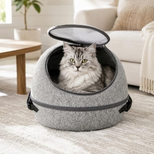 Spot Doc & Phoebe's 3-in-1 Sleep & Go Katzentragetasche, tragbare Haustier-Reisetasche für Katzen und kleine Hunde, lässt Sich in eine Tragetasche, eine gemütliche Höhle und EIN bequemes Bett