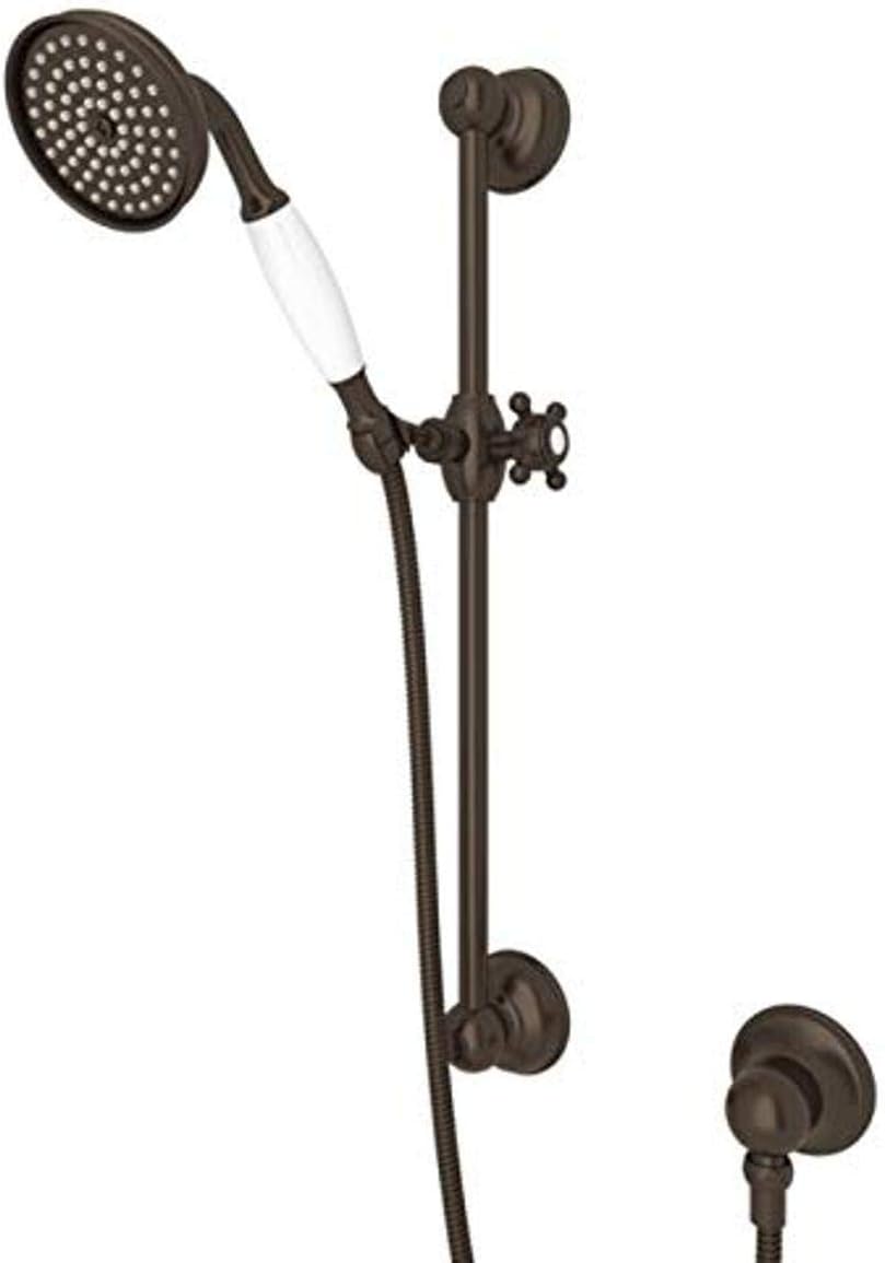 Rohl 1300ETCB Shower Merchandise Pak Country Handshower Set with The 1200 Rail 1100/8E Handshower 16295 Hose and 1295 Wall Outlet, Tuscan Brass