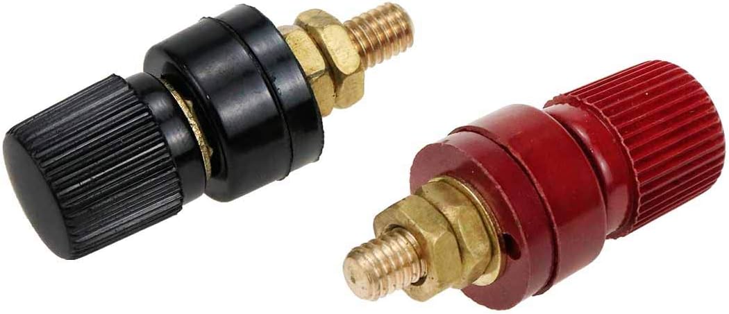 LC LICTOP15/64" Stud Premium Remote Battery Power Junction Post Connector Terminal Kit,Pack of 2 (6mm Red & Black)