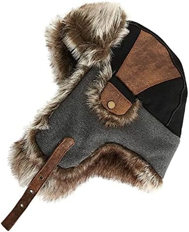 Fancet Unisex Winter Hats for Men Womens Faux Fur Earflap Hunting Shooting Hat Warm Ushanka Russian Trooper Trapper Bomber Outdoor Ski Fashion Black 58-60CM