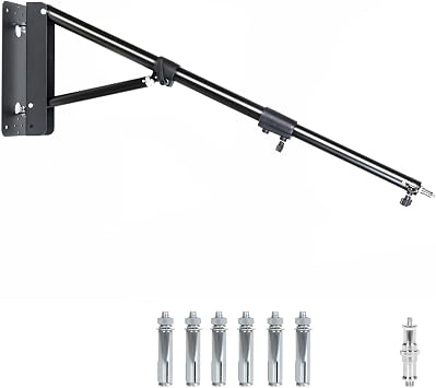 Ring Light Wall Mount Triangle Boom Arm 68"/173cm, Adjustable Camera Mount for Salons Softbox Photography Strobe Light Monolight Reflector