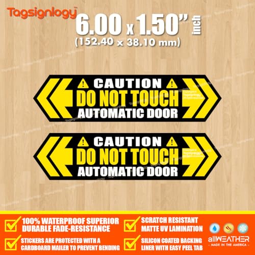 Image of (2 pcs) Caution Automatic Door Do Not Touch Safety Notes for Passenger & Driver UB LY Taxi Car Service Warning Sign UV Weatherproof Waterproof Vinyl Stickers