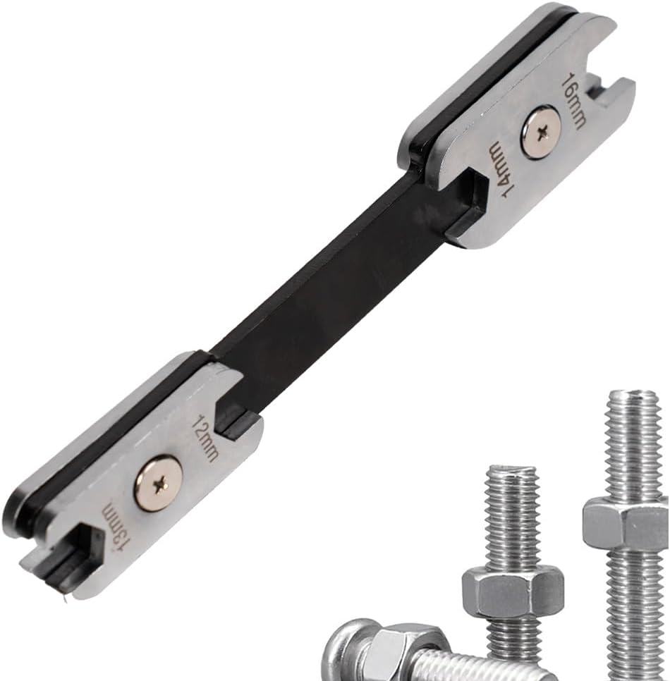 Universal Socket Wrench, 8 in 1 Tool with 360° Rotating Head， Chrome Vanadium Steel Spanner for Car, Bike, Home Repair, Fits 8-19mm, Open Head