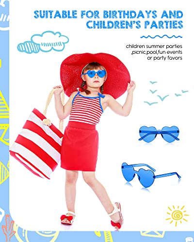 24 Pairs Kids Heart Shaped Sunglasses Rimless Transparent Candy Color Eyewear Vintage Rainbow Sunglasses Bulk Heart Glasses for Age 5-12 Kids Children Girl Boy Birthday Cosplay Party Favor, 24 Colors4