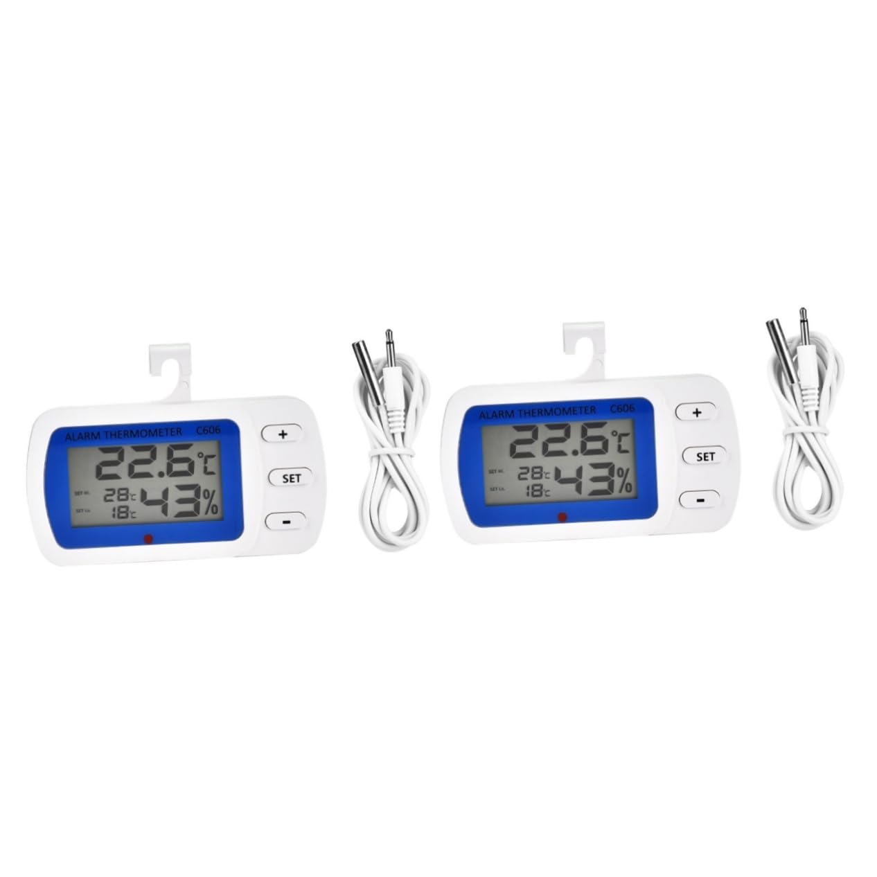 Amosfun 2 Pz termometro ed esterno termometro frigorifero per frigorifero elettronico kitchen gadgets allarme di alta e bassa temperatura c606 Blue